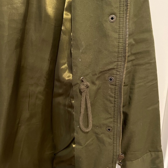 Forever 21 Olive Utility Jacket with Shearling Hood Size S - Picture 4 of 7